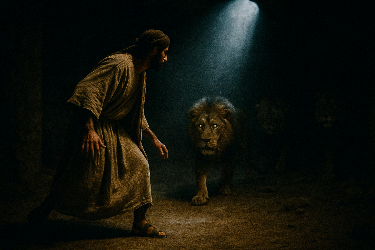 Daniel falls into the lions den.